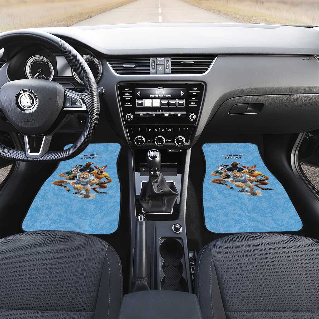 Custom Rugby Southern Hemisphere Car Mats Argentina AUNZ South Africa Mascot Blue - Wonder Print Shop