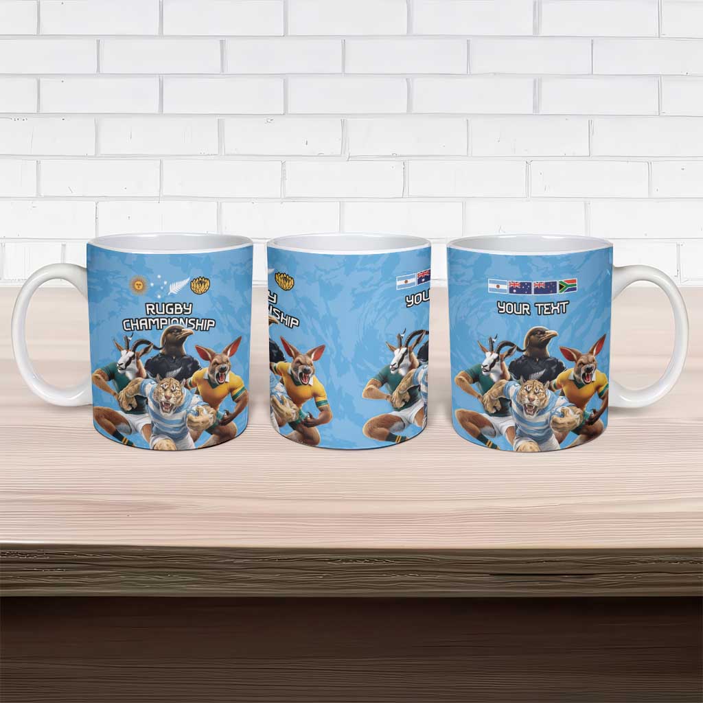Custom Rugby Southern Hemisphere Ceramic Mug Argentina AUNZ South Africa Mascot Blue - Wonder Print Shop