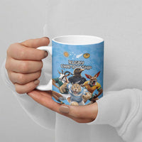 Custom Rugby Southern Hemisphere Ceramic Mug Argentina AUNZ South Africa Mascot Blue - Wonder Print Shop