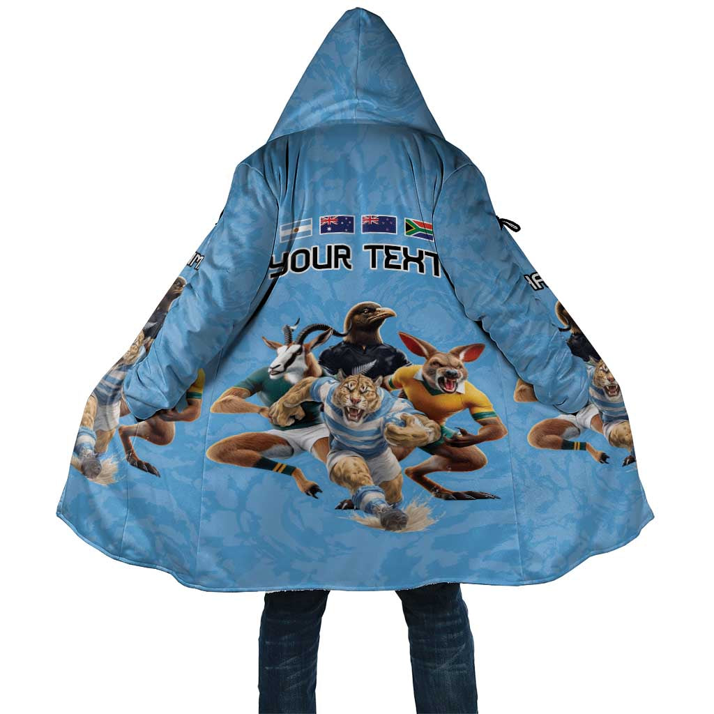Custom Rugby Southern Hemisphere Cloak Argentina AUNZ South Africa Mascot Blue - Wonder Print Shop