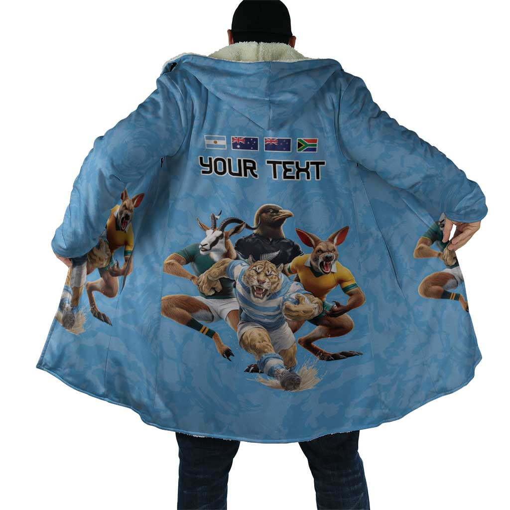 Custom Rugby Southern Hemisphere Cloak Argentina AUNZ South Africa Mascot Blue - Wonder Print Shop