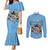 Custom Rugby Southern Hemisphere Couples Matching Mermaid Dress and Long Sleeve Button Shirt Argentina AUNZ South Africa Mascot Blue - Wonder Print Shop