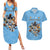 Custom Rugby Southern Hemisphere Couples Matching Summer Maxi Dress and Hawaiian Shirt Argentina AUNZ South Africa Mascot Blue - Wonder Print Shop