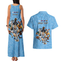 Custom Rugby Southern Hemisphere Couples Matching Tank Maxi Dress and Hawaiian Shirt Argentina AUNZ South Africa Mascot Blue - Wonder Print Shop