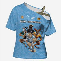 Custom Rugby Southern Hemisphere Cross Shoulder Shirt Argentina AUNZ South Africa Mascot Blue - Wonder Print Shop