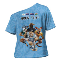 Custom Rugby Southern Hemisphere Cross Shoulder Shirt Argentina AUNZ South Africa Mascot Blue - Wonder Print Shop