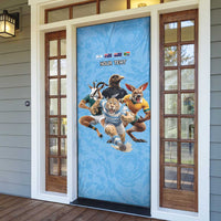 Custom Rugby Southern Hemisphere Door Cover Argentina AUNZ South Africa Mascot Blue - Wonder Print Shop