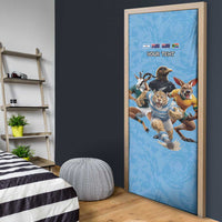 Custom Rugby Southern Hemisphere Door Cover Argentina AUNZ South Africa Mascot Blue - Wonder Print Shop