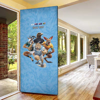 Custom Rugby Southern Hemisphere Door Cover Argentina AUNZ South Africa Mascot Blue - Wonder Print Shop