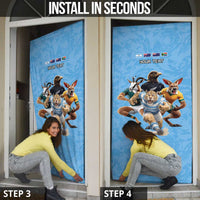 Custom Rugby Southern Hemisphere Door Cover Argentina AUNZ South Africa Mascot Blue - Wonder Print Shop