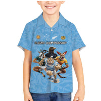 Custom Rugby Southern Hemisphere Family Matching Mermaid Dress and Hawaiian Shirt Argentina AUNZ South Africa Mascot Blue - Wonder Print Shop