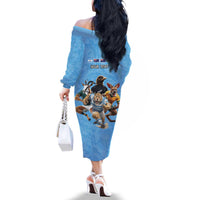 Custom Rugby Southern Hemisphere Family Matching Off The Shoulder Long Sleeve Dress and Hawaiian Shirt Argentina AUNZ South Africa Mascot Blue - Wonder Print Shop