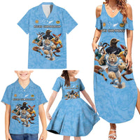 Custom Rugby Southern Hemisphere Family Matching Summer Maxi Dress and Hawaiian Shirt Argentina AUNZ South Africa Mascot Blue - Wonder Print Shop