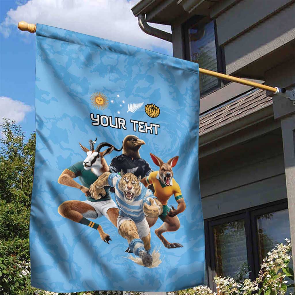 Custom Rugby Southern Hemisphere Garden Flag Argentina AUNZ South Africa Mascot Blue - Wonder Print Shop