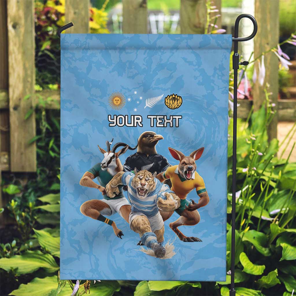Custom Rugby Southern Hemisphere Garden Flag Argentina AUNZ South Africa Mascot Blue - Wonder Print Shop