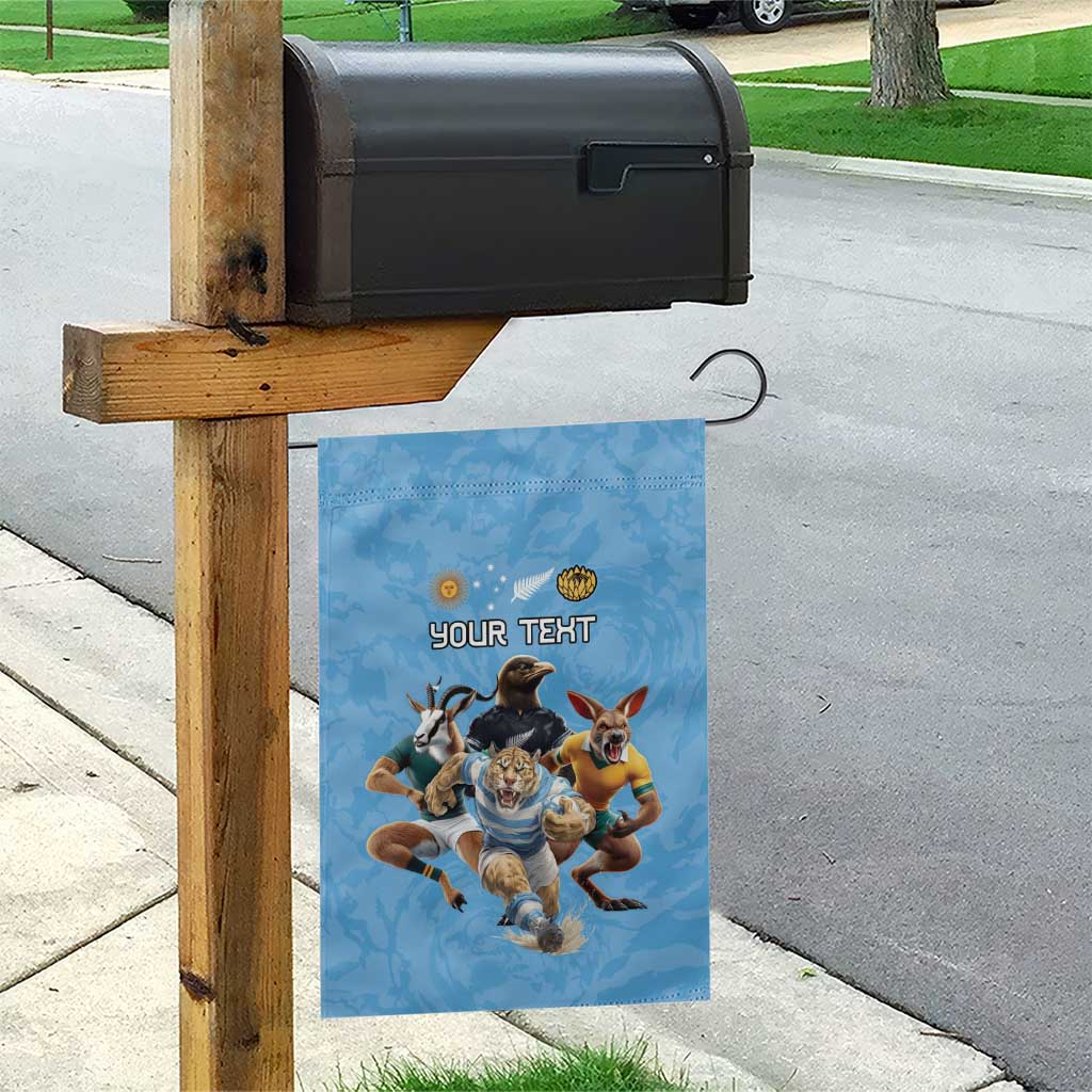 Custom Rugby Southern Hemisphere Garden Flag Argentina AUNZ South Africa Mascot Blue - Wonder Print Shop