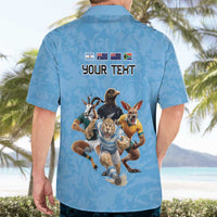 Custom Rugby Southern Hemisphere Hawaiian Shirt Argentina AUNZ South Africa Mascot Blue - Wonder Print Shop