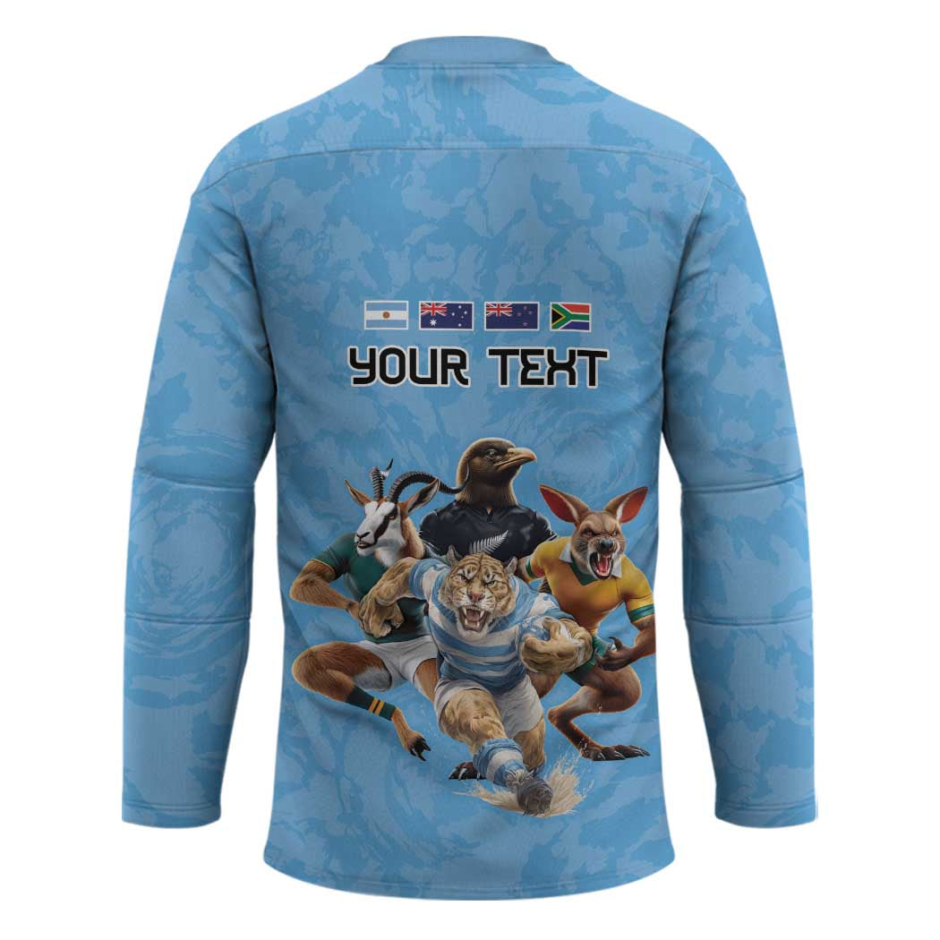 Custom Rugby Southern Hemisphere Hockey Jersey Argentina AUNZ South Africa Mascot Blue - Wonder Print Shop