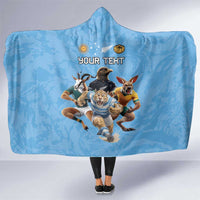 Custom Rugby Southern Hemisphere Hooded Blanket Argentina AUNZ South Africa Mascot Blue - Wonder Print Shop