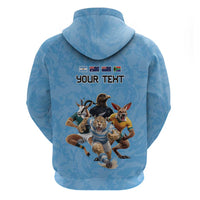 Custom Rugby Southern Hemisphere Hoodie Argentina AUNZ South Africa Mascot Blue - Wonder Print Shop