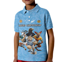 Custom Rugby Southern Hemisphere Kid Polo Shirt Argentina AUNZ South Africa Mascot Blue - Wonder Print Shop