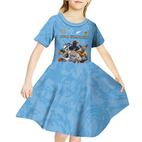 Custom Rugby Southern Hemisphere Kid Short Sleeve Dress Argentina AUNZ South Africa Mascot Blue - Wonder Print Shop