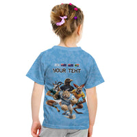 Custom Rugby Southern Hemisphere Kid T Shirt Argentina AUNZ South Africa Mascot Blue - Wonder Print Shop