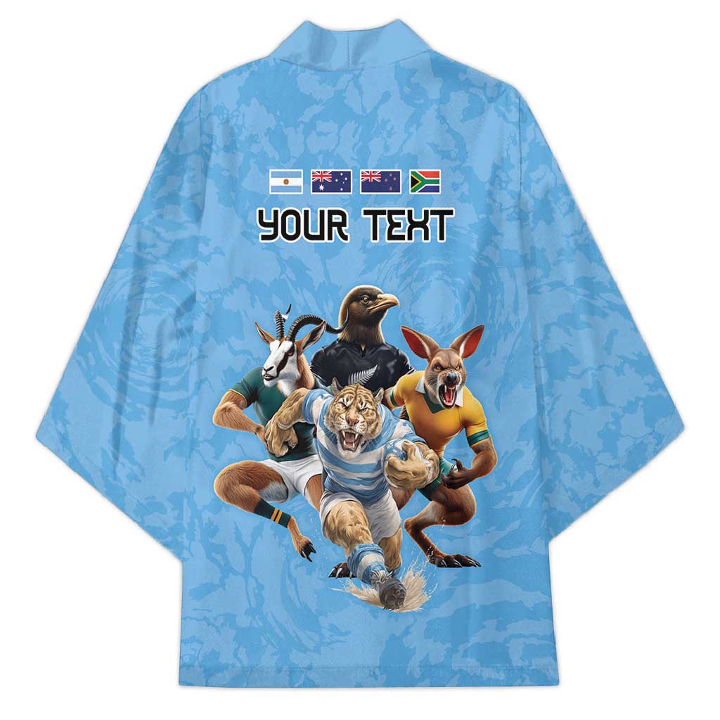 Custom Rugby Southern Hemisphere Kimono Argentina AUNZ South Africa Mascot Blue - Wonder Print Shop