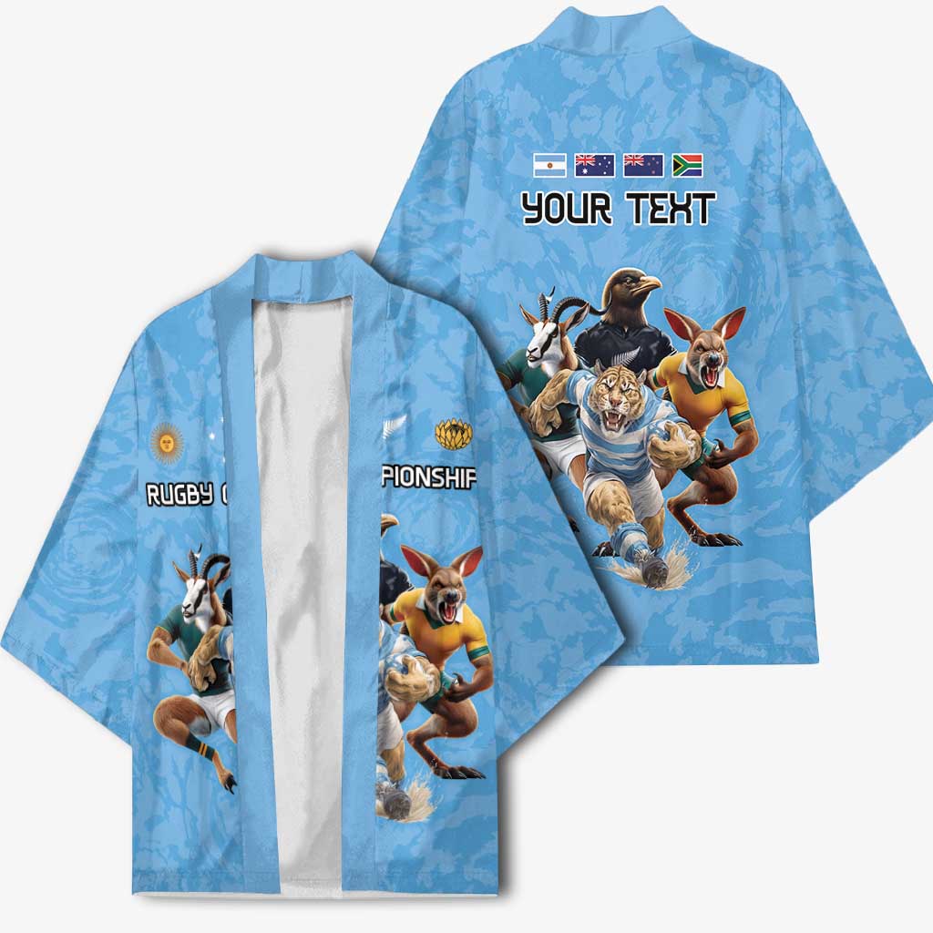 Custom Rugby Southern Hemisphere Kimono Argentina AUNZ South Africa Mascot Blue - Wonder Print Shop