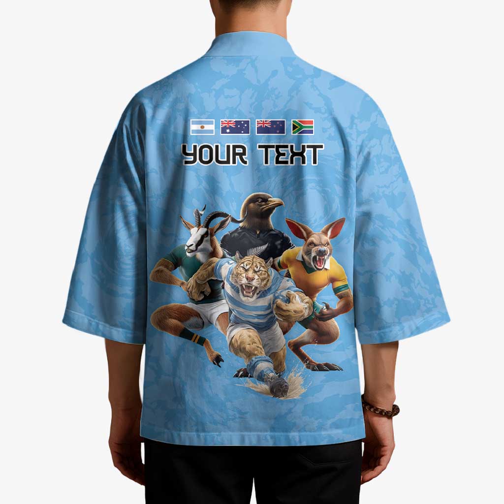 Custom Rugby Southern Hemisphere Kimono Argentina AUNZ South Africa Mascot Blue - Wonder Print Shop