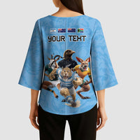 Custom Rugby Southern Hemisphere Kimono Sleeve Blouse Argentina AUNZ South Africa Mascot Blue - Wonder Print Shop