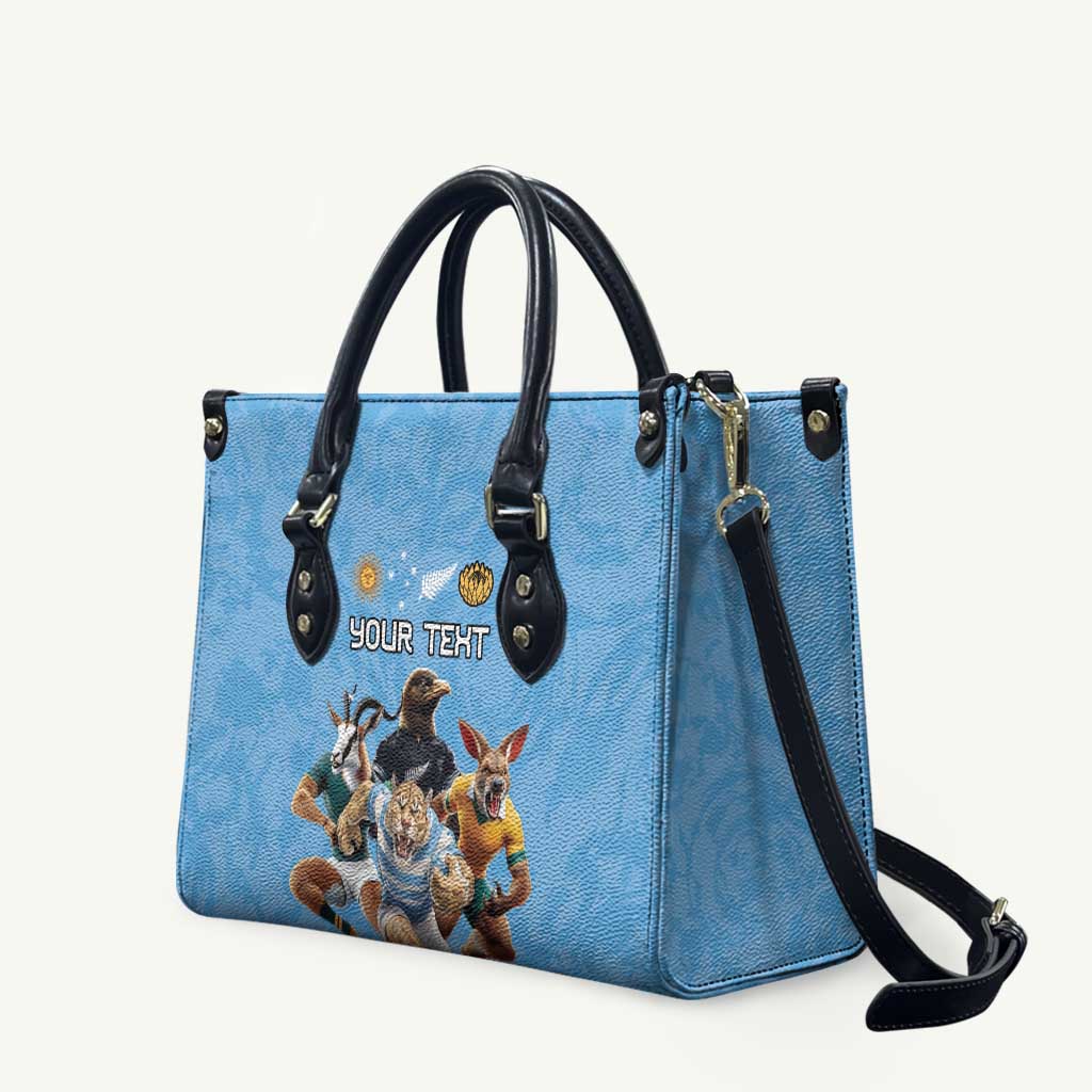 Custom Rugby Southern Hemisphere Leather Bag Argentina AUNZ South Africa Mascot Blue - Wonder Print Shop