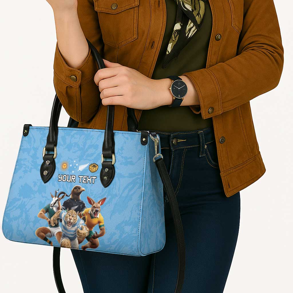 Custom Rugby Southern Hemisphere Leather Bag Argentina AUNZ South Africa Mascot Blue - Wonder Print Shop