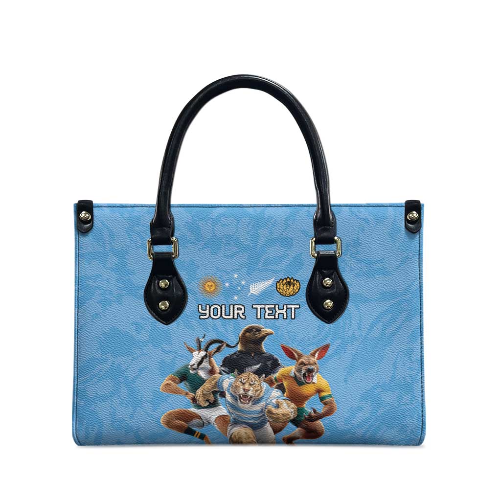 Custom Rugby Southern Hemisphere Leather Bag Argentina AUNZ South Africa Mascot Blue - Wonder Print Shop