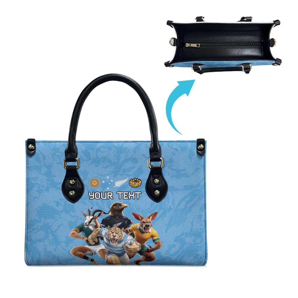 Custom Rugby Southern Hemisphere Leather Bag Argentina AUNZ South Africa Mascot Blue - Wonder Print Shop