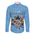 Custom Rugby Southern Hemisphere Long Sleeve Button Shirt Argentina AUNZ South Africa Mascot Blue - Wonder Print Shop