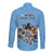Custom Rugby Southern Hemisphere Long Sleeve Button Shirt Argentina AUNZ South Africa Mascot Blue - Wonder Print Shop