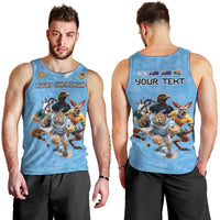 Custom Rugby Southern Hemisphere Men Tank Top Argentina AUNZ South Africa Mascot Blue - Wonder Print Shop