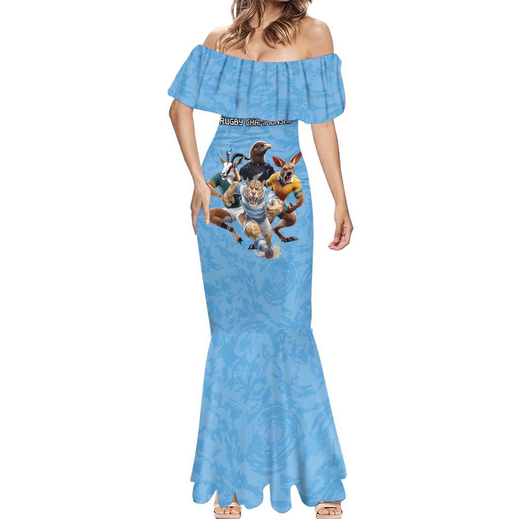 Custom Rugby Southern Hemisphere Mermaid Dress Argentina AUNZ South Africa Mascot Blue - Wonder Print Shop