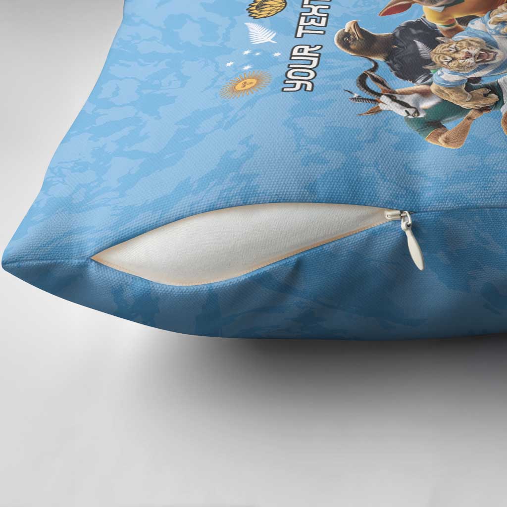 Custom Rugby Southern Hemisphere Pillow Cover Argentina AUNZ South Africa Mascot Blue - Wonder Print Shop