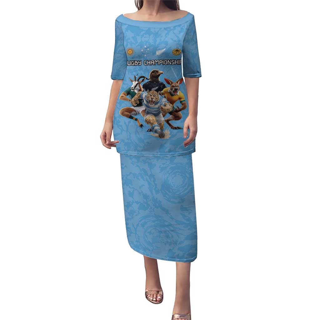 Custom Rugby Southern Hemisphere Puletasi Argentina AUNZ South Africa Mascot Blue - Wonder Print Shop