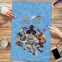 Custom Rugby Southern Hemisphere Puzzle Argentina AUNZ South Africa Mascot Blue - Wonder Print Shop