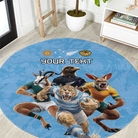 Custom Rugby Southern Hemisphere Round Carpet Argentina AUNZ South Africa Mascot Blue - Wonder Print Shop