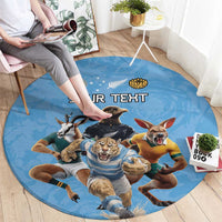 Custom Rugby Southern Hemisphere Round Carpet Argentina AUNZ South Africa Mascot Blue - Wonder Print Shop