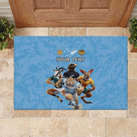 Custom Rugby Southern Hemisphere Rubber Doormat Argentina AUNZ South Africa Mascot Blue - Wonder Print Shop