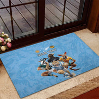 Custom Rugby Southern Hemisphere Rubber Doormat Argentina AUNZ South Africa Mascot Blue - Wonder Print Shop