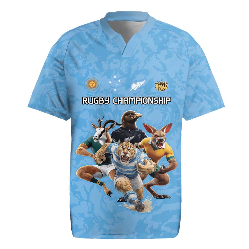 Custom Rugby Southern Hemisphere Rugby Jersey Argentina AUNZ South Africa Mascot Blue - Wonder Print Shop