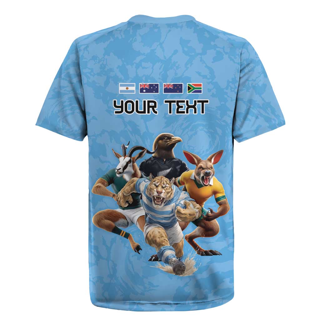 Custom Rugby Southern Hemisphere Rugby Jersey Argentina AUNZ South Africa Mascot Blue - Wonder Print Shop