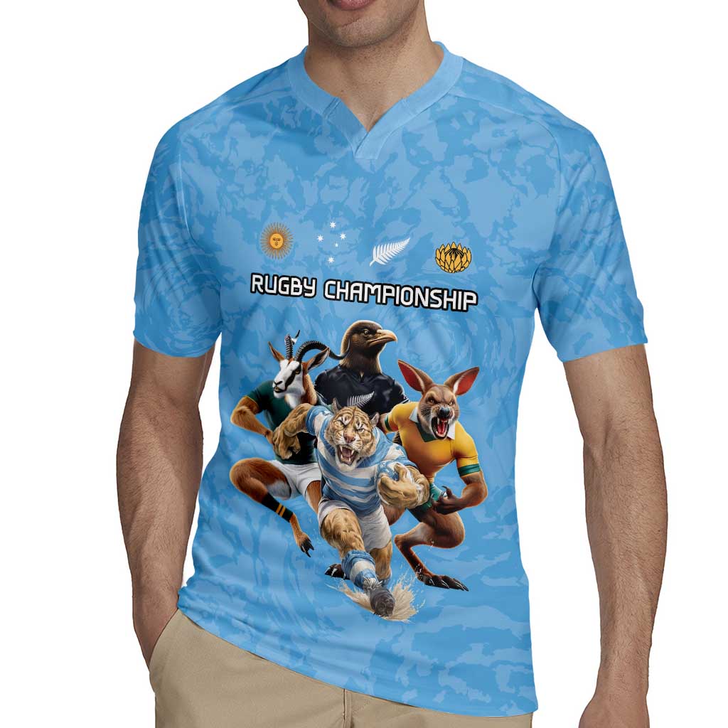 Custom Rugby Southern Hemisphere Rugby Jersey Argentina AUNZ South Africa Mascot Blue - Wonder Print Shop