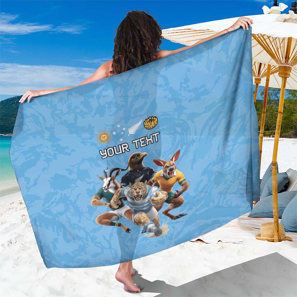 Custom Rugby Southern Hemisphere Sarong Argentina AUNZ South Africa Mascot Blue - Wonder Print Shop